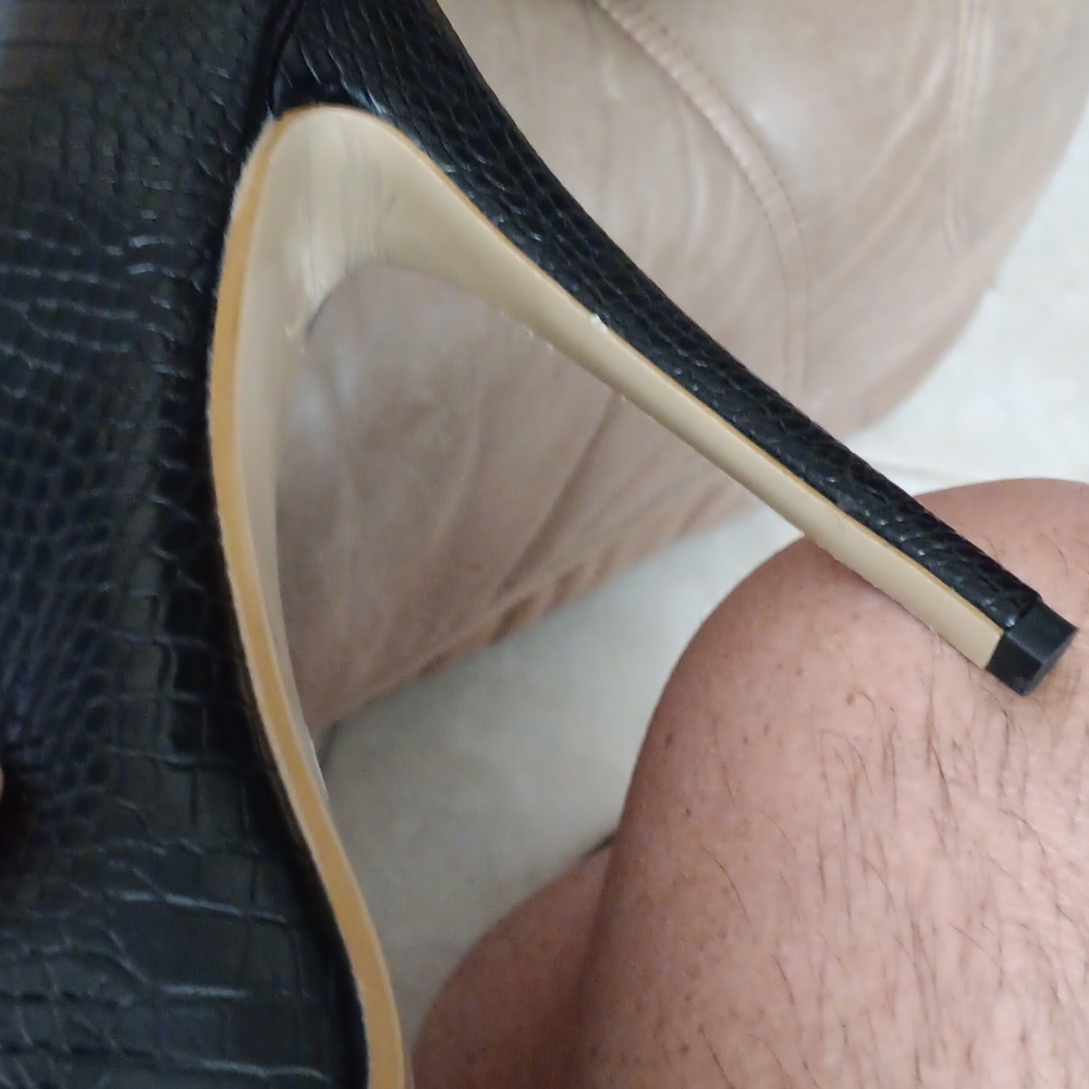 Black Textured Platform Stiletto Heels - Picture 3 of 3